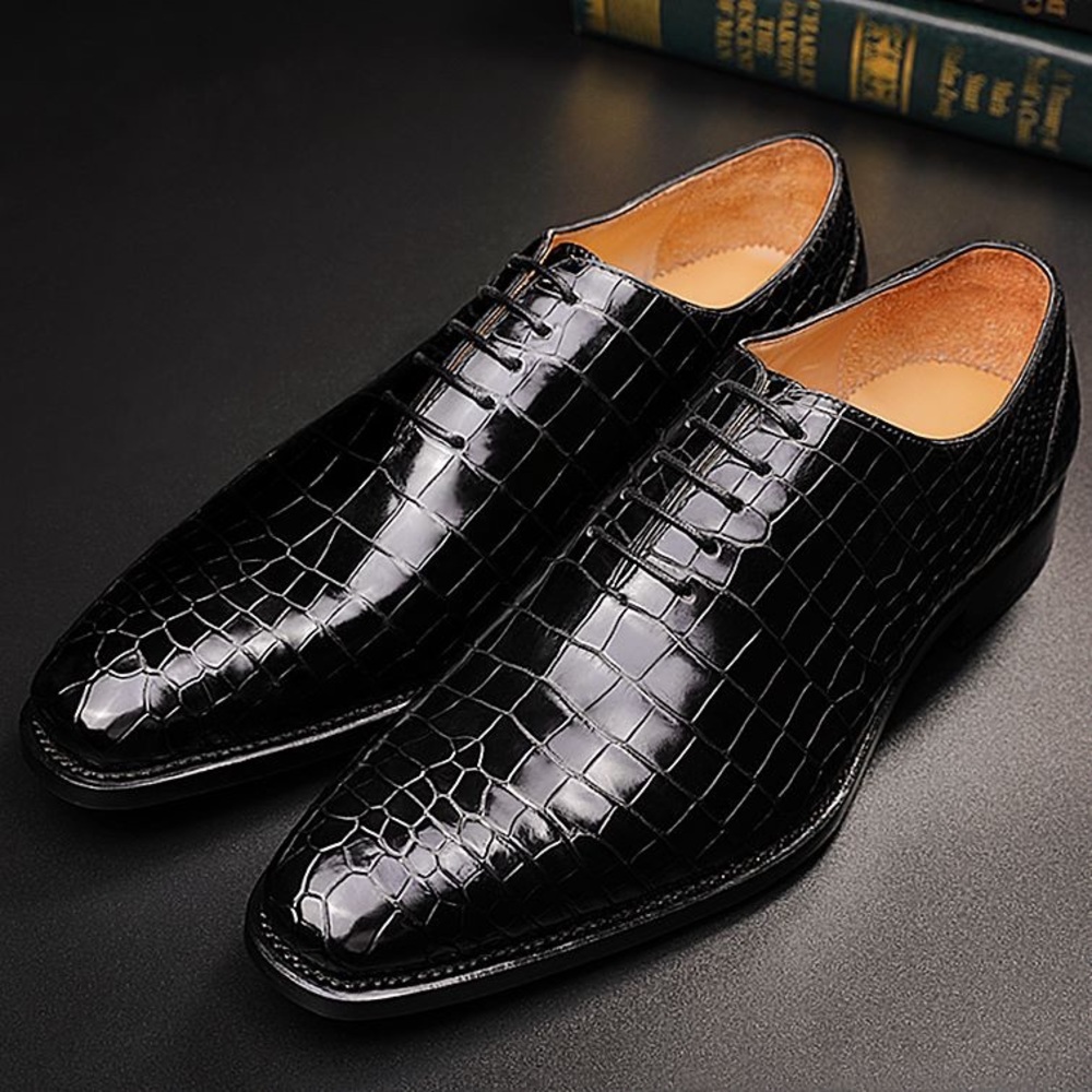 Classic Alligator Leather Wholecut Dress Shoes Comfortable Formal Business Shoes